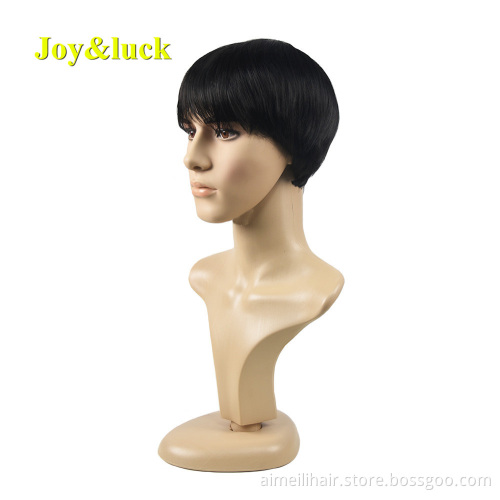 Wholesale Price Men's 6 inch Short Black Wig for Men Party Male Hair Style Daily or Cosplay Natural Straight Synthetic Wigs